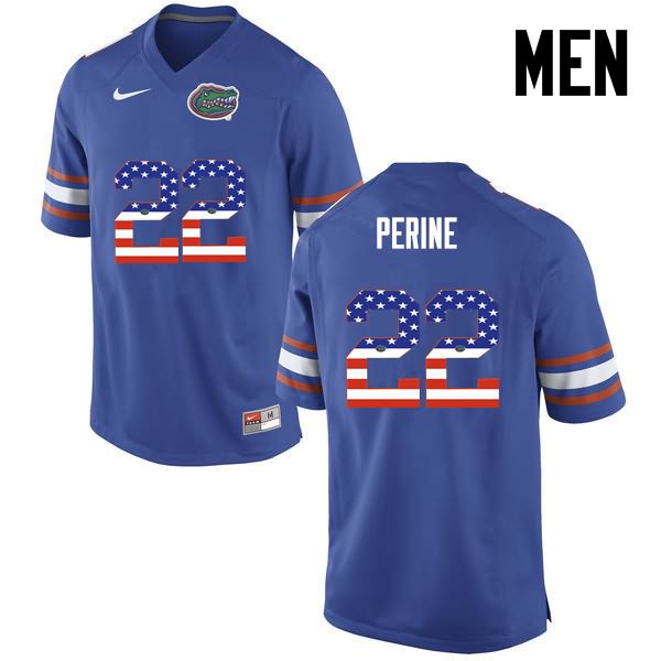 NCAA Florida Gators Lamical Perine Men's #22 USA Flag Fashion Nike Blue Stitched Authentic College Football Jersey BOY4064AV